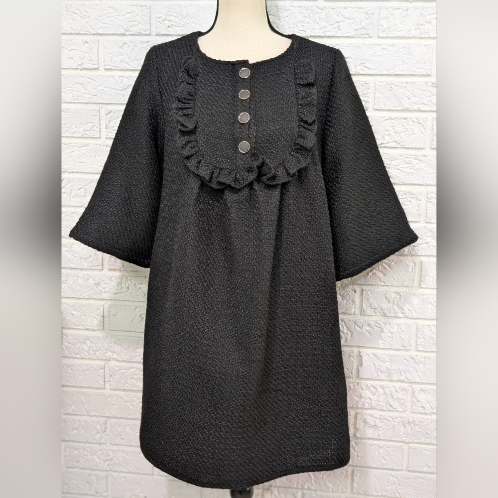 NWT MOMO Maternity Black Wool Blend Penelope Tweed Bib Dress Sz Small Jackie O